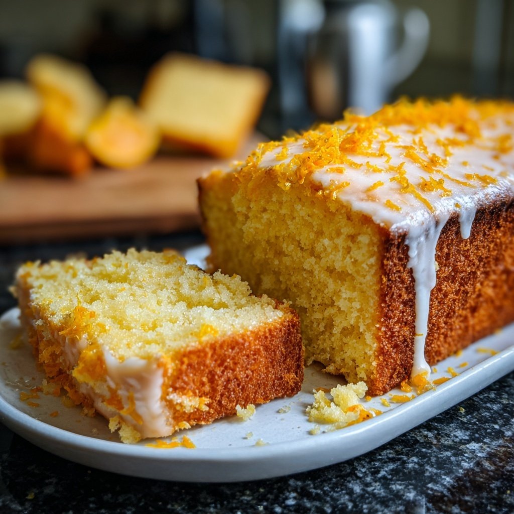 Zitronenkuchen mit Orangenabrieb