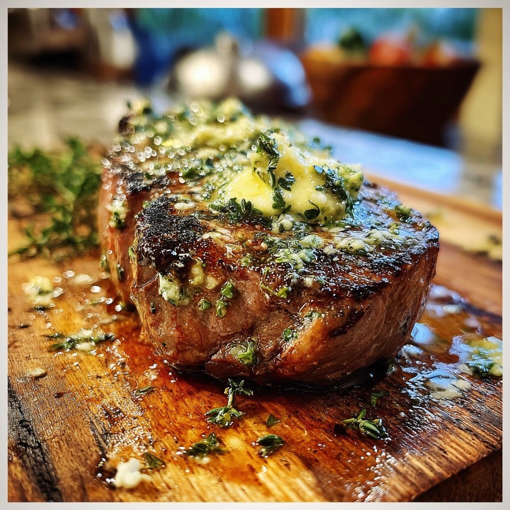 Gegrilltes Steak Mit Kräuterbutter