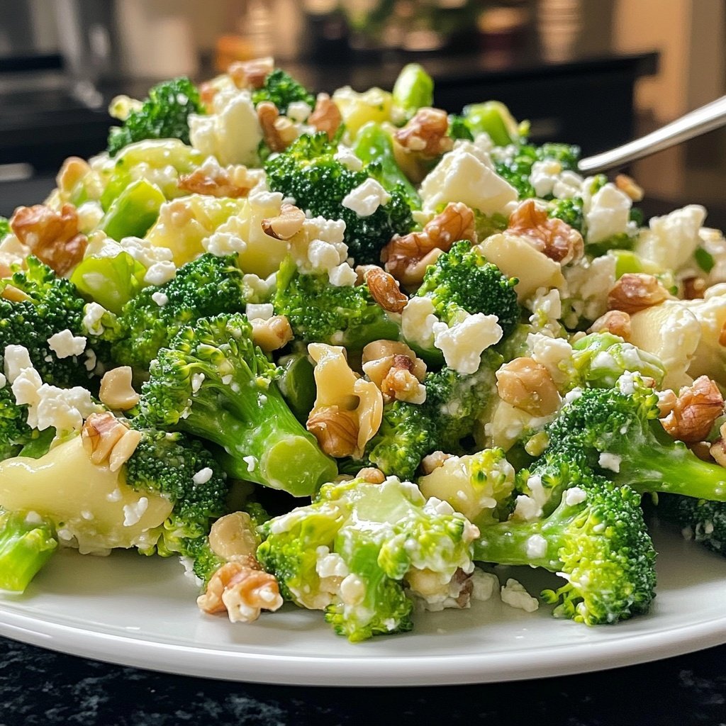 Brokkoli-Salat mit Äpfeln, Nüssen & Feta – Knackig & frisch