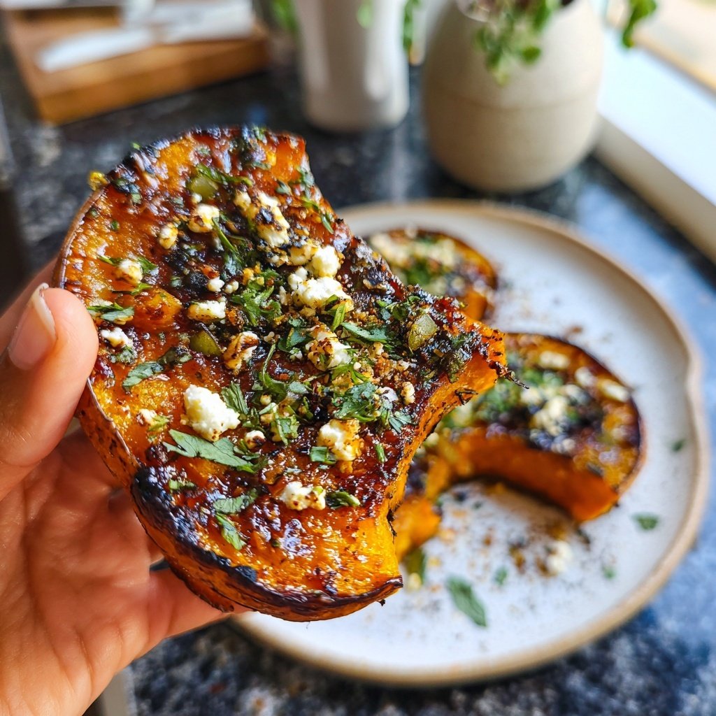 Abendessen vegetarisch mit Ofenkürbis